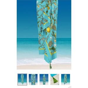 NWT Nicoblu Flora Pareo in turquoise tied skirt halter dress shawl strapless